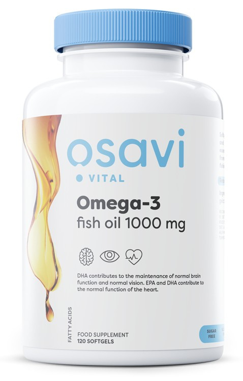 Osavi Omega-3 Fish Oil 1000 mg Molecularly Distilled (Lemon) for Brain and Heart Support 120 Softgels