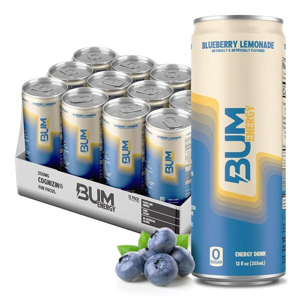 RAW Nutrition CBUM Bum Energy Drink Blueberry Lemonade For Energy and Focus 12 x 355ml