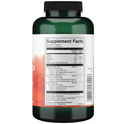 Swanson MultiOmega 3-6-9 Flax & Borage & Fish Oils 120 Softgels
