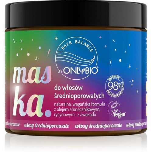 Onlybio Hair Balance Maska do Włosów Średnioporowatych z Olejem Słonecznikowym i Rycynowym 400ml