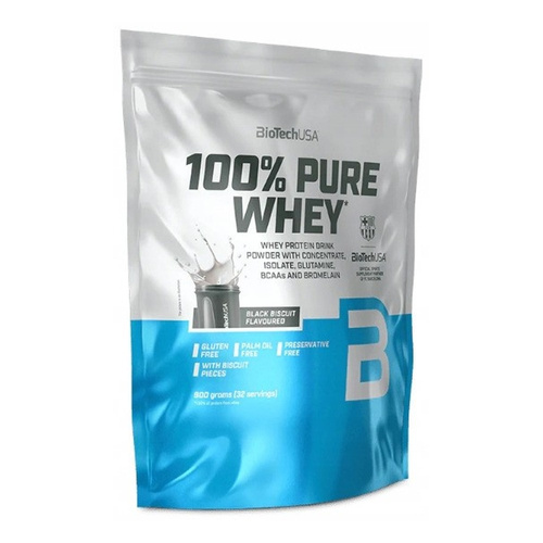 BioTechUSA 100% Pure Whey Protein Powder Black Biscuit 900g