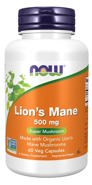 NOW Foods Lion's Mane 500mg For Neuronal Health Support 60 Vcaps