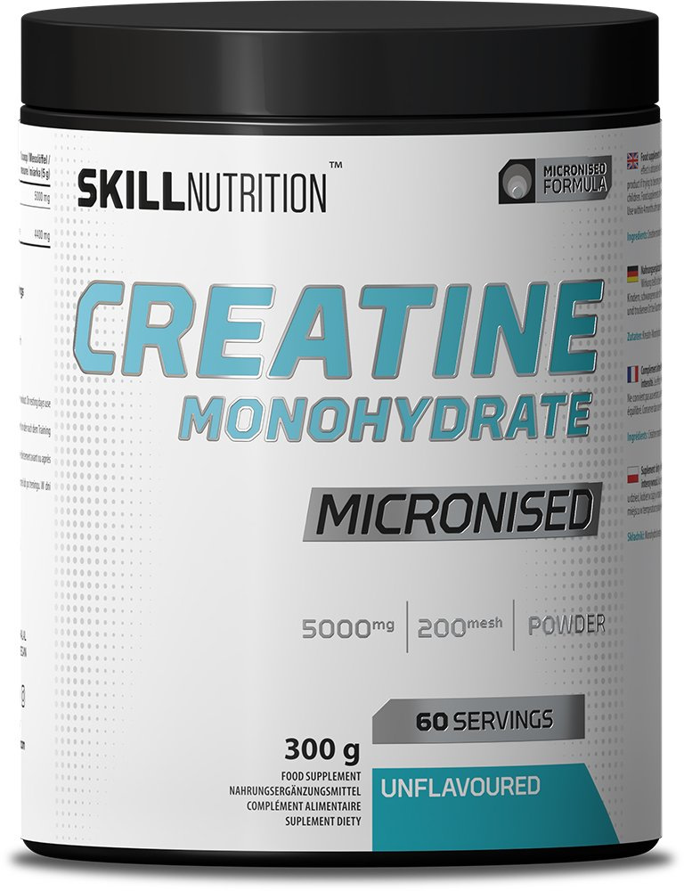 Skill Nutrition Mikronizowany Monohydrat Kreatyny Bezsmakowy Na Siłę i Masę Mięśniową 300g