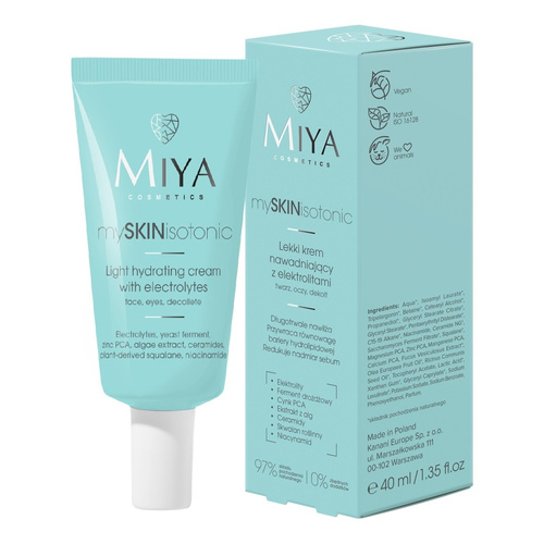 Miya mySKINisotonic Lekki Krem Nawadniający z Elektrolitami dla Skóry Tłustej i Mieszanej 40ml