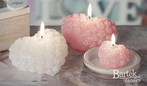 Bartek CANDLE Mercedes -Miniature Roses- Heart Candle White 245g