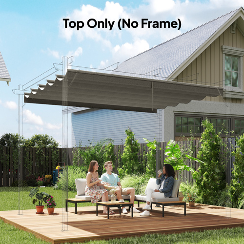 Outsunny Retractable Pergola Cover, 2.55 x 2.5 m Replacement Canopy Fabric for 3 x 3 m Frame, Roof Top Only, Light Grey