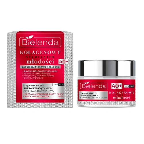 Bielenda Collagen Youth Stimulator Ujędrniająco - Rozświetlający Krem Przeciwzmarszczkowy 40+ na Dzień i na Noc 50ml