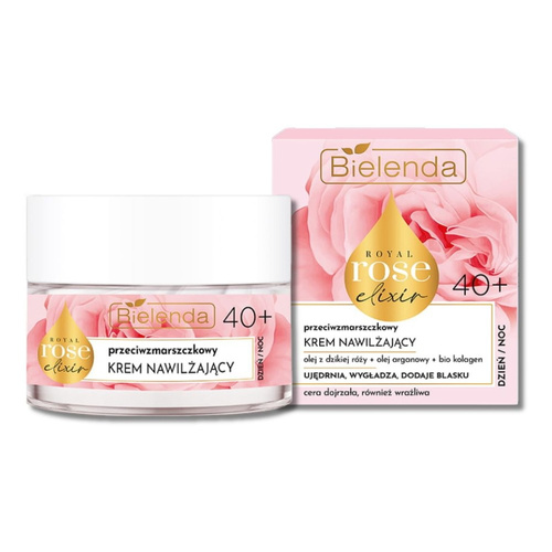 Bielenda Royal Rose Elixir Anti-Wrinkle Moisturizing Face Cream for Mature and Sensitive Skin Day and Night 40+ 50ml