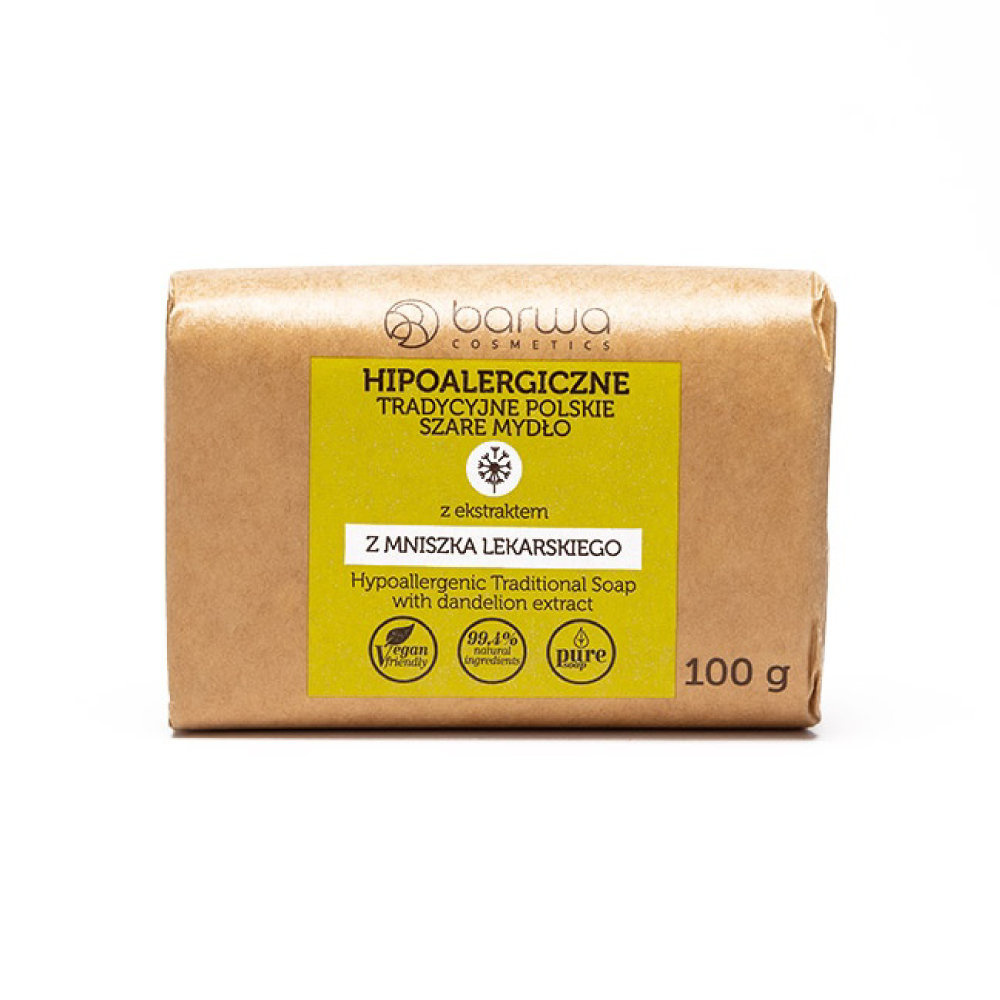 Barwa Hypoallergenic Traditional Polish Gray Soap with Dandelion Extract 100g