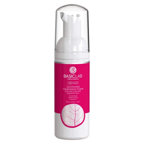 BasicLab Micellis Soothing Cleansing Foam 2% Betaine Naringenin Vitamin C for Capillary and Sensitive Skin 150ml