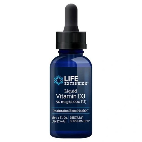 Life Extension Witamina D3 w Płynie 50mcg 2000 IU na Odporność i Zdrowe Kości 29ml