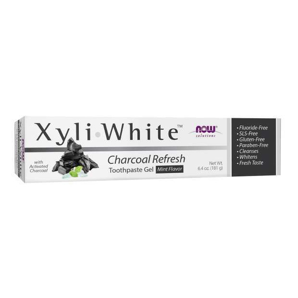 NOW Foods XyliWhite Charcoal Refresh Odświeżająca Pasta do Zębów w Żelu z Węglem Aktywnym 181g