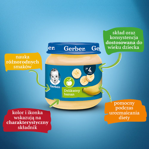 Gerber Delikatny Banan dla Niemowląt po 4 Miesiącu 125g