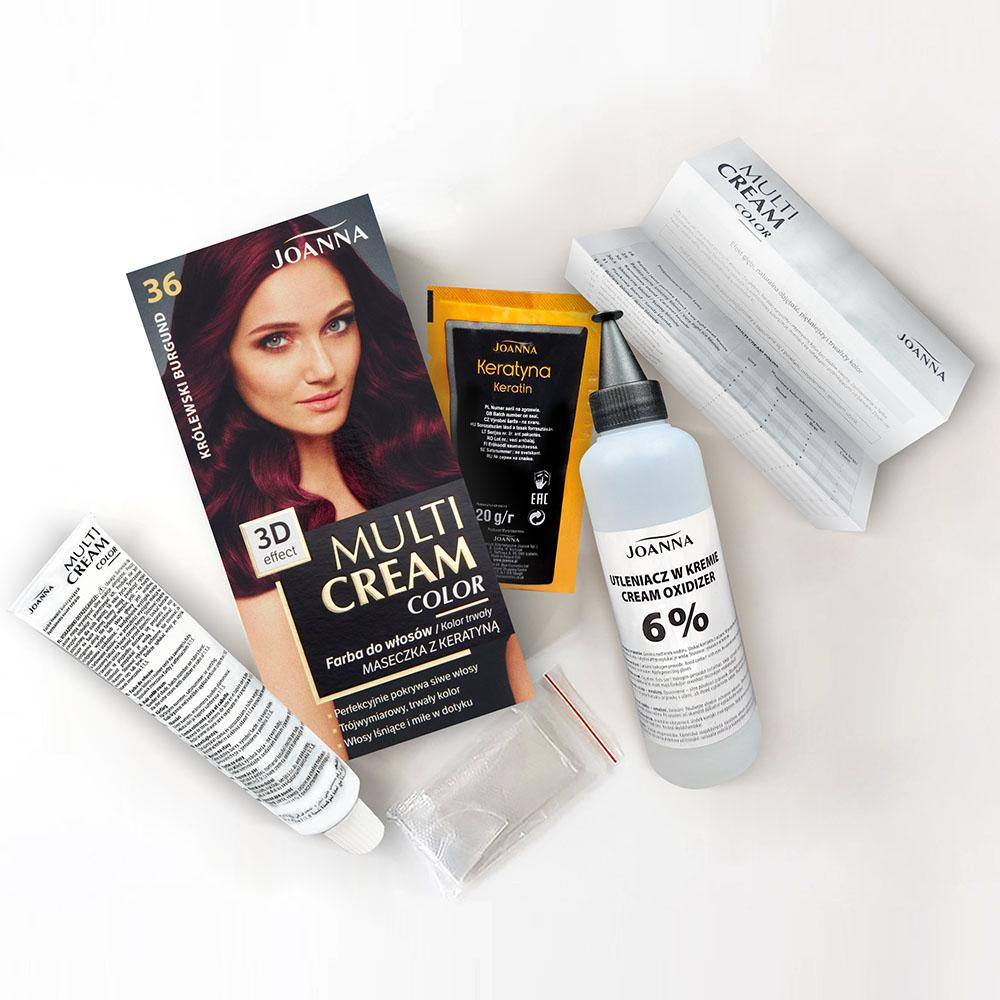 Joanna Multi Cream Color Farba do Włosów z Efektem 3D z Długotrwałym Efektem Nr 36 Królewski Burgund 1 Sztuka
