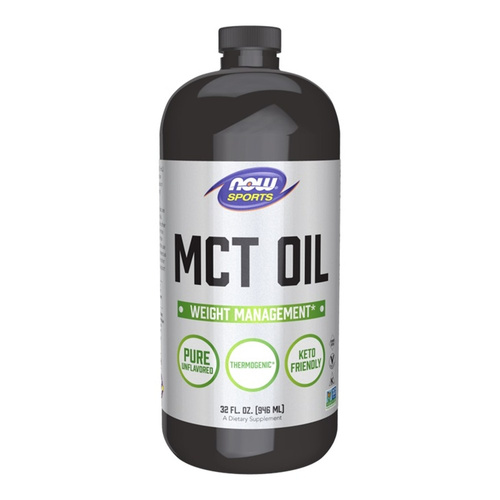 Now Foods MCT Oil Pure Liquid Źródło Natychmiastowej i Trwałej Energii Wspiera Wysiłek Fizyczny i Umysłowy 946ml