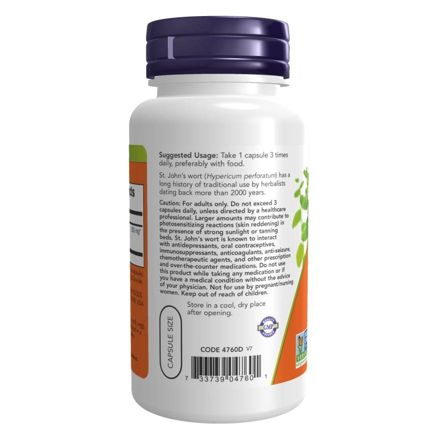 Now Foods St. John's Wort 300mg Supports Urinary and Digestive System Soothes Nervous Tension 100 Vcapsules