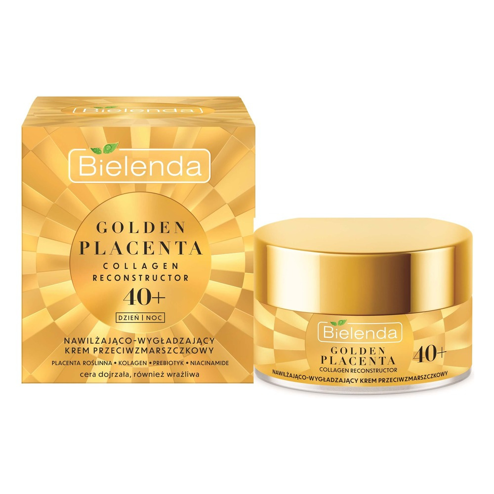 Bielenda Golden Placenta Collagen Reconstructor Nawilżająco-Wygładzający Krem Przeciwzmarszczkowy 40+ na Dzień i na Noc 50ml