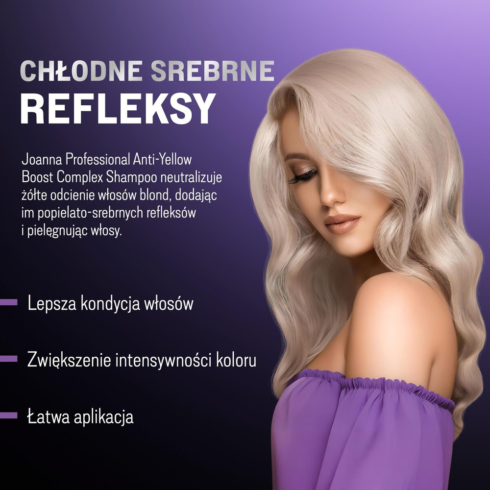 Joanna Professional Anti Yellow Boost Complex Szampon Tonizujący Kolor Popielaty 500ml