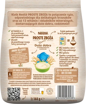 Nestle Simple Cereals Rice Gruel for Babies after 6 Months of Age 144g