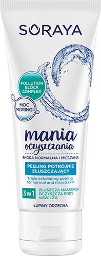 SORAYA Mania Oczyszczania - PEELING POTRÓJNIE ZŁUSZCZAJĄCY skóra normalna i mieszana 75ml