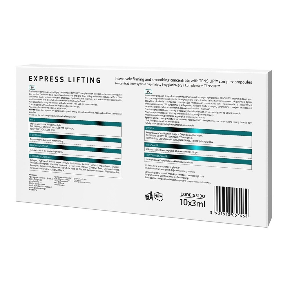 Apis Professional Express Lifting Koncentrat Intensywnie Napinający i Liftingujący z Kompleksem Tens Up 10x3 ml