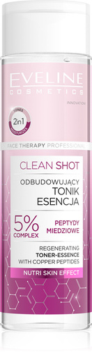 Eveline Face Therapy Professional Clean Shot Regenerating Tonic-Essence 5% Complex Copper Peptides for all Skin Types 200ml