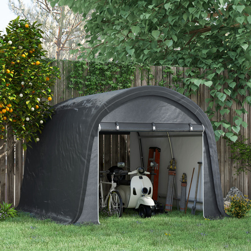 Outsunny 3 x 3(m) Garden Storage Tent, Heavy Duty Outdoor Shed, Waterproof Portable Shed Storage Shelter with Galvanised Steel Frame for Bike, Motorcycle, Garden Tools, Grey
