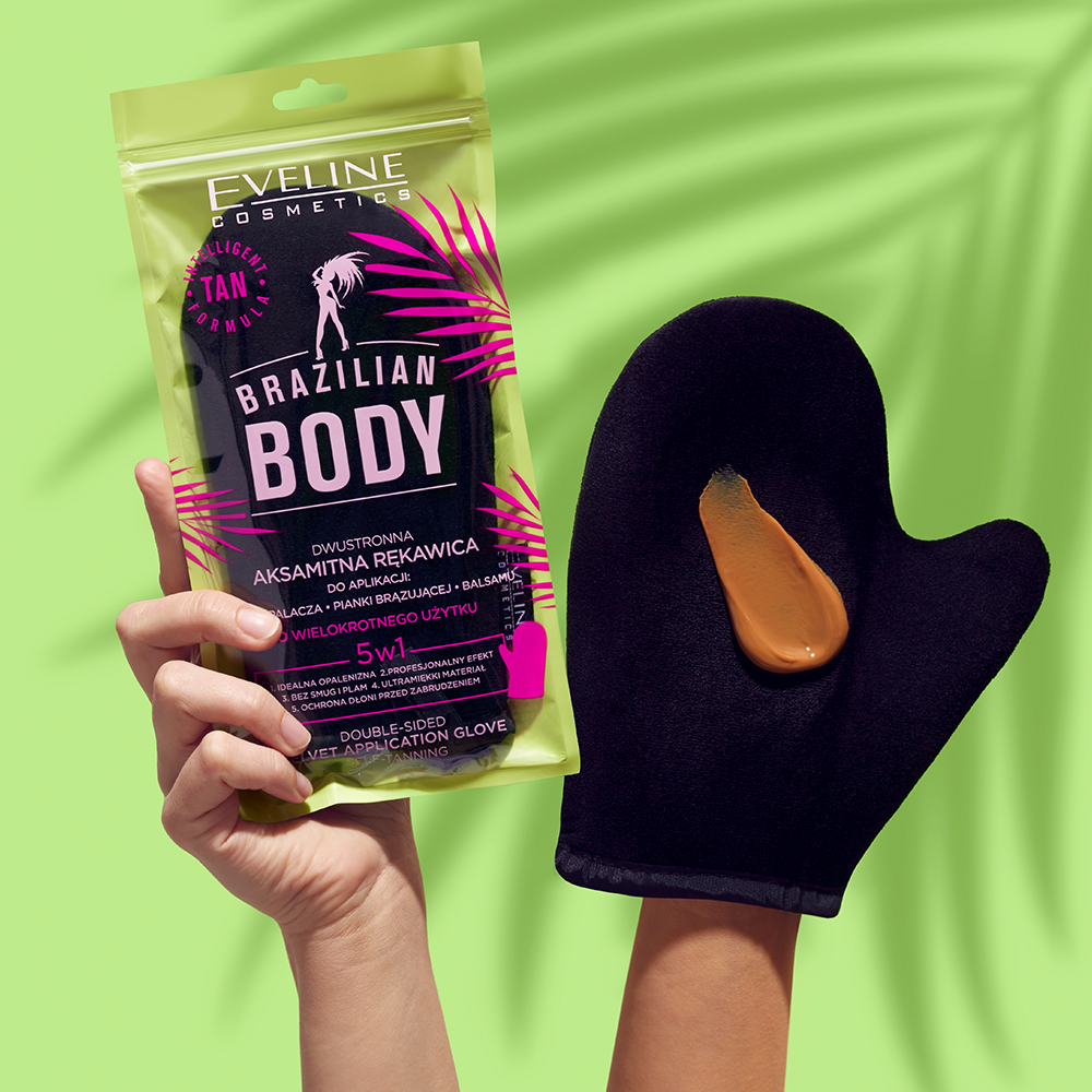 Eveline Brazilian Body Double Sided Velvet Glove for Application of Body Products 1 Piece