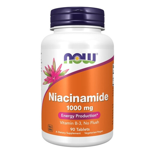 NOW Foods Niacinamide 1000mg Vitamin B3 No Flush 90 Tablets