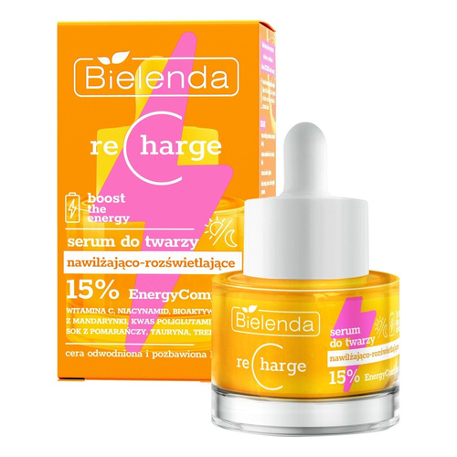 Bielenda Recharge Boost the Energy Nawilżająco - Rozświetlające Serum do Twarzy dla Skóry Odwodnionej z Przebarwieniami 30ml