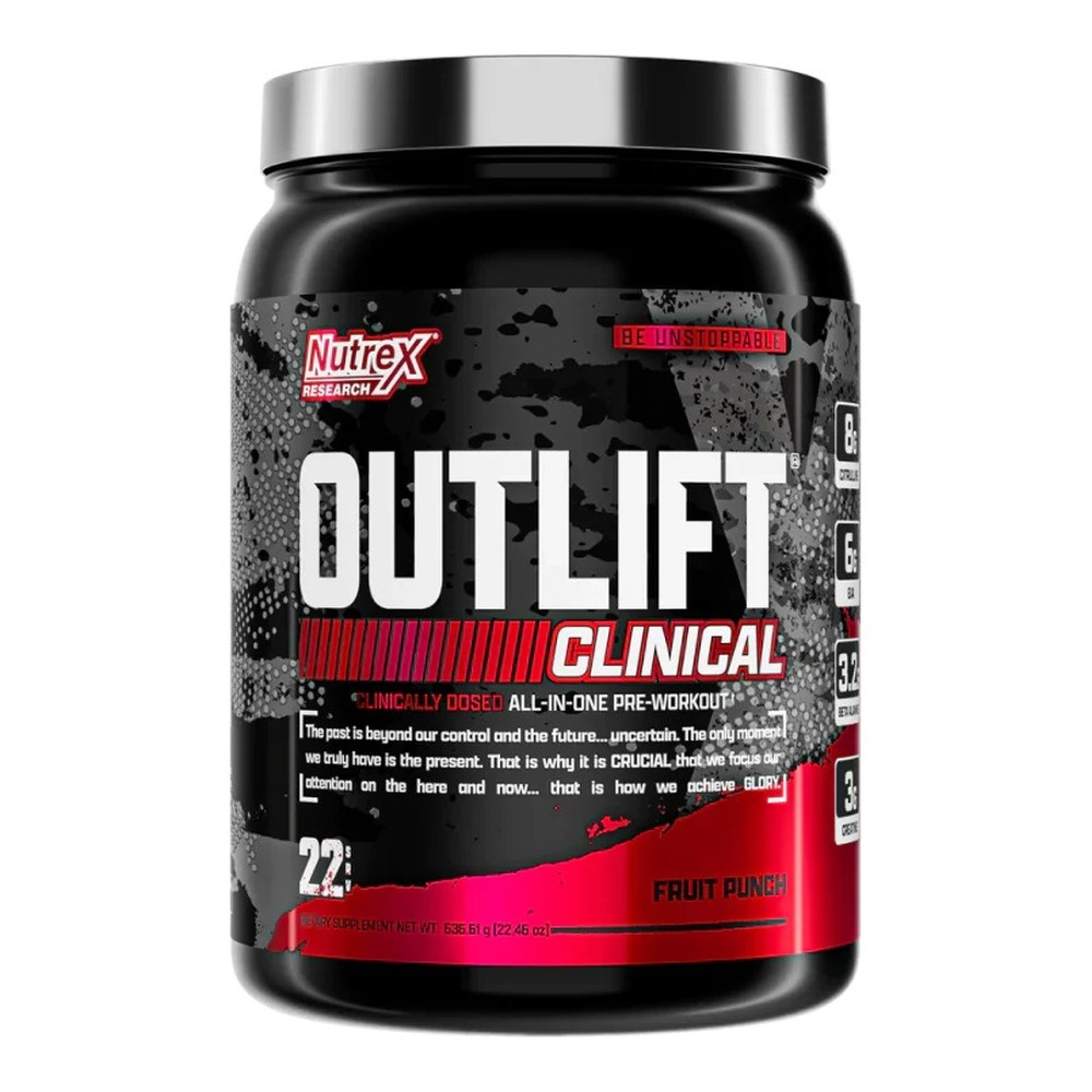 Nutrex OutLift Clinical Przedtreningówka na Siłę i Wydajność o Smaku Ponczu Owocowego 636g