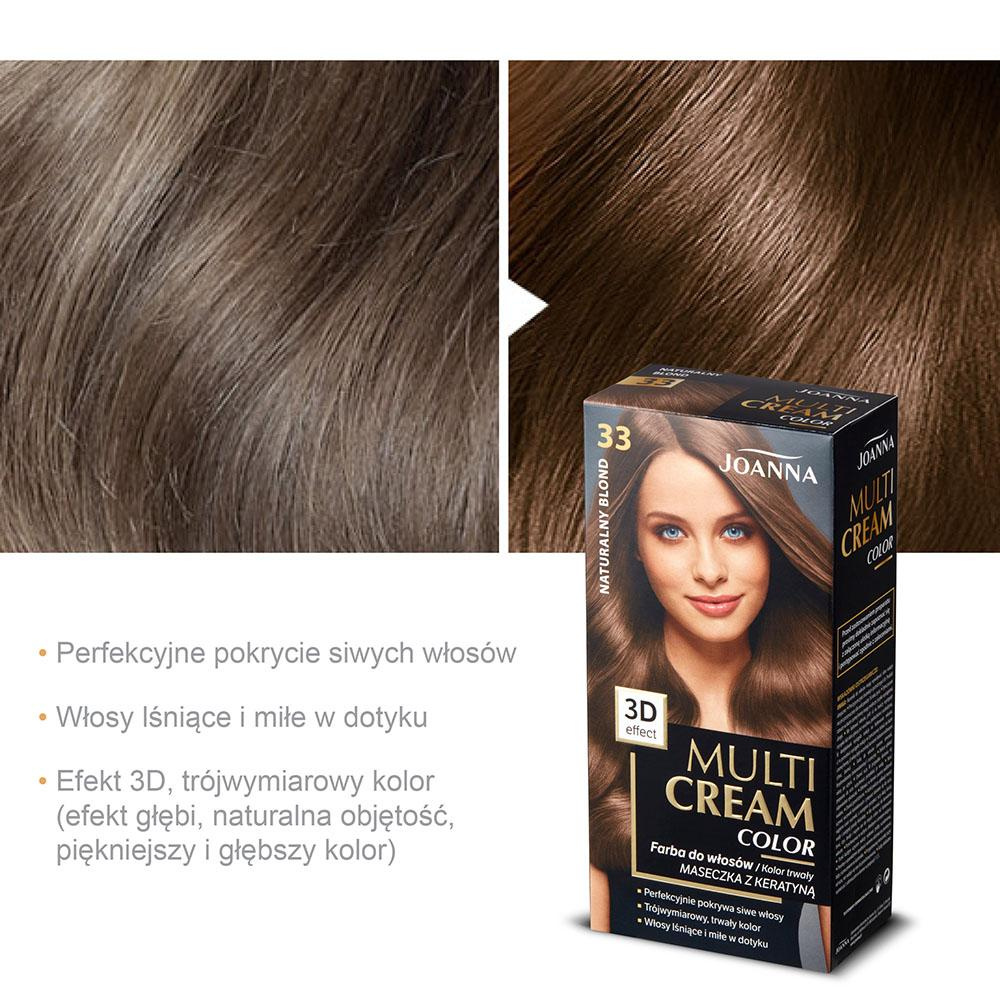 Joanna Multi Cream Color 3D Effect Hair Dye with Long-Lasting Effect No. 33 Natural Blonde 1 Piece