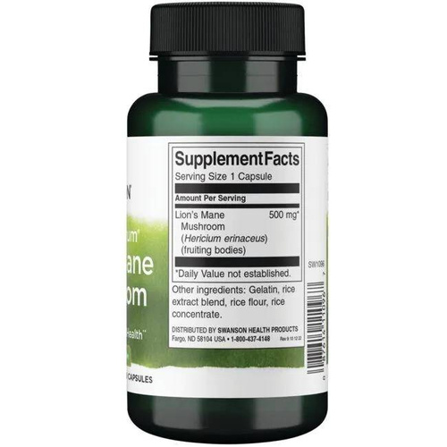 Swanson Full Spectrum Lion's Mane Mushroom 500mg 60 Capsules