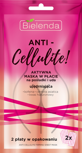 ANTI - CELLULITE - Aktywna maska w płacie na pośladki i uda - ujędrniająca, 2 płaty