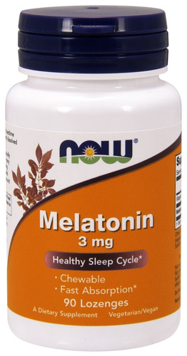 NOW Foods Melatonin Chewable 3mg For Sleep Support 90 Lozenges
