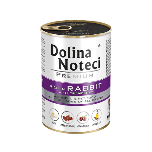 Dolina Noteci Premium Wet Food with Rabbit and Cranberry for Adult Dogs of All Breeds 400g