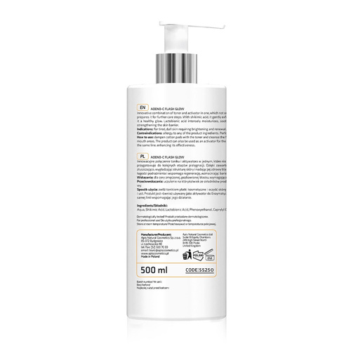 Apis Professional Adeno-C Flash Glow 2w1 Rozjaśniający Tonik i Aktywator 500ml