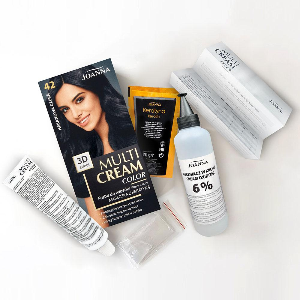 Joanna Multi Cream Color 3D Effect Hair Dye with Long-Lasting Effect No. 42 Ebony Black 1 Piece