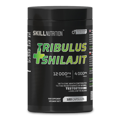 Skill Nutrition Tribulus + Shilajit na Witalność i Wsparcie Testosteronu 120 Wegańskich Kapsułek
