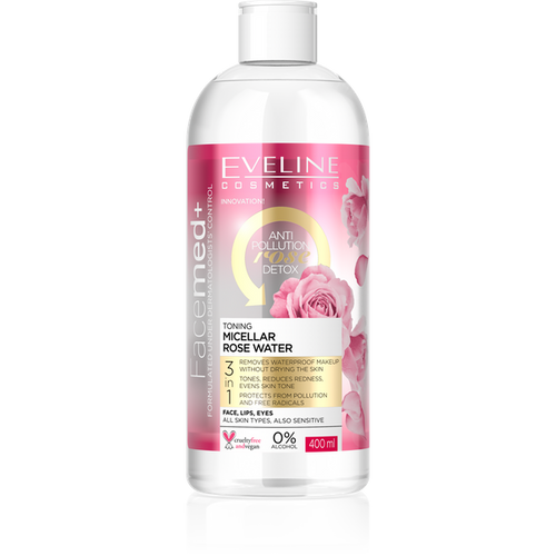Eveline Facemed Tonning Micellar Rose Water Face Detox Waterproof Makeup 400ML