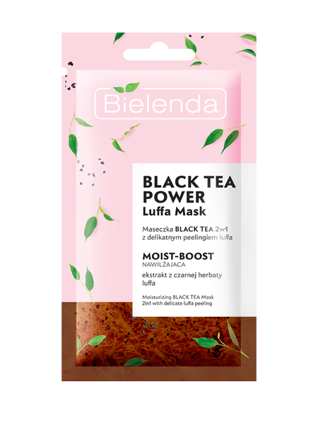 BIELENDA BLACK TEA POWER Luffa Mask Maseczka BLACK TEA 2w1 z peelingiem luffa NAWILŻAJĄCA