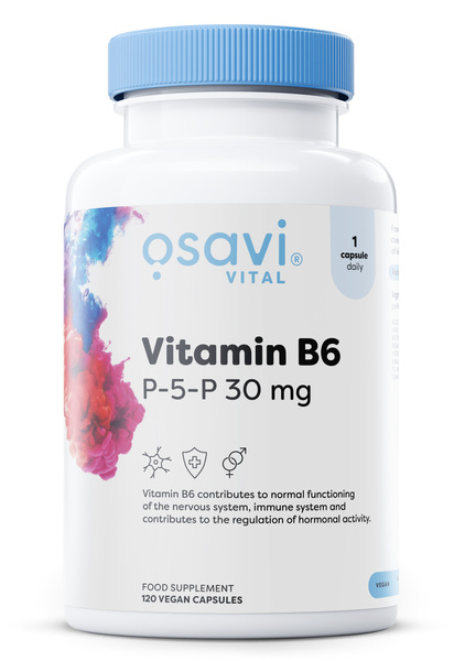 Osavi Witamina B6 P-5-P 30 mg na Energię i Wsparcie Układu Nerwowego 120 Wegańskich Kapsułek