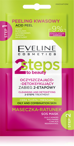 Eveline 2 Steps To Beauty Cleansing and Detoxifying 2-Step Treatment for Oily and Combination Skin 2x4ml