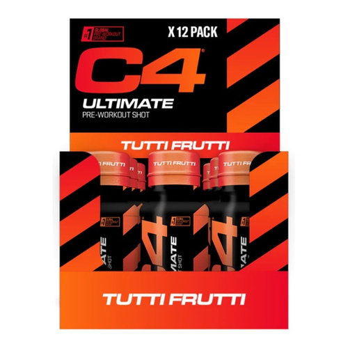 Cellucor C4 Ultimate Pre-Workout Shot Tutti Frutti For Intense Workouts 12 x 60ml