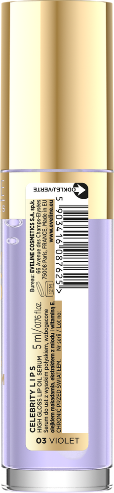 Eveline Celebrity Lips Tinted Oil Therapy Lip Serum Oil No. 03 Violet 5ml