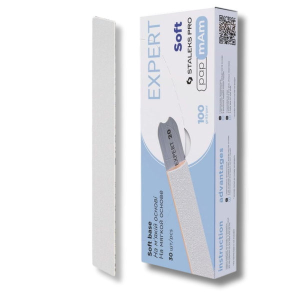 Staleks Pro Expert Soft 20 PapmAm Disposable White Files 100 Grit DFCE-20-100/25w 25pcs