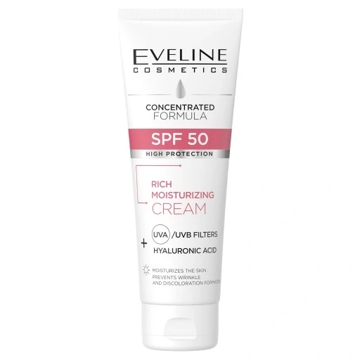 Eveline Skoncentrowana Formuła Bogaty Krem Nawilżający z SPF50 Wysoka Ochrona 30ml