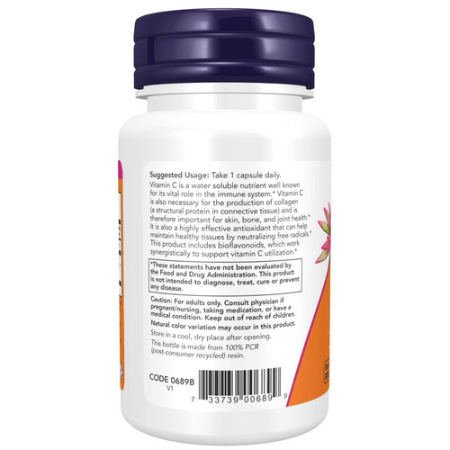 Now Foods Vitamin C-1000 Bioflawonoidy i Rutyna Wspiera Odporność Kości i Stawy 100 Kapsułek