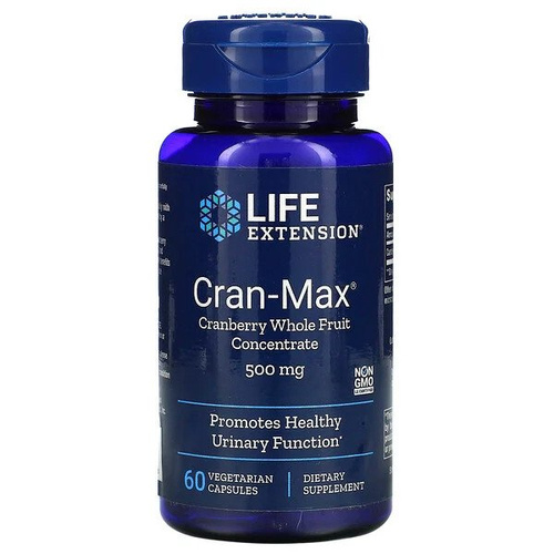 Life Extension Cran-Max Koncentrat z Całych Owoców Żurawiny na Zdrowie Układu Moczowego 500mg 60 Kapsułek