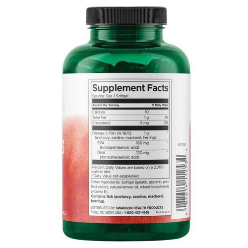 Swanson Omega-3 Fish Oil Lemon Wspiera Układ Krążenia 150 Kapsułek